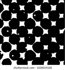 Abstract grunge grid halftone background pattern. Black and white vector line illustration
