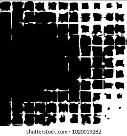 Abstract grunge grid halftone background pattern. Black and white vector line illustration
