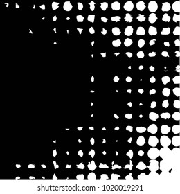 Abstract grunge grid halftone background pattern. Black and white vector line illustration
