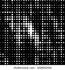 Abstract grunge grid halftone background pattern. Black and white vector line illustration
