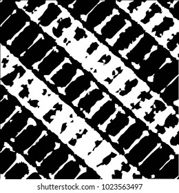Abstract grunge grid halftone background pattern. Black and white vector line illustration
