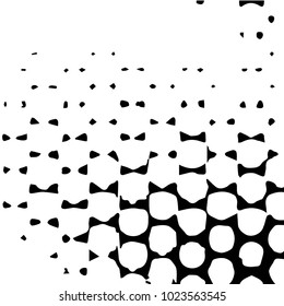 Abstract grunge grid halftone background pattern. Black and white vector line illustration
