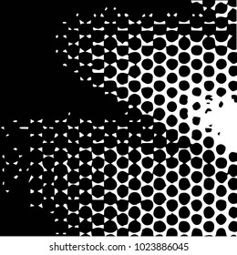 Abstract grunge grid halftone background pattern. Black and white vector line illustration
