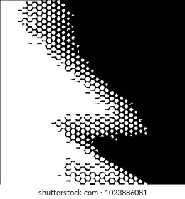 Abstract grunge grid halftone background pattern. Black and white vector line illustration

