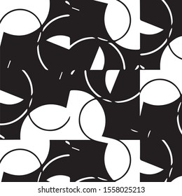 Abstract grunge grid halftone background pattern. Black and white vector line illustration