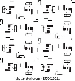 Abstract grunge grid halftone background pattern. Black and white vector line illustration