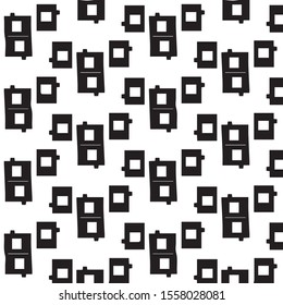 Abstract grunge grid halftone background pattern. Black and white vector line illustration