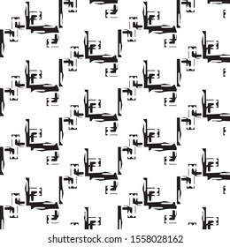 Abstract grunge grid halftone background pattern. Black and white vector line illustration