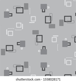 Abstract grunge grid halftone background pattern. Black and white vector line illustration