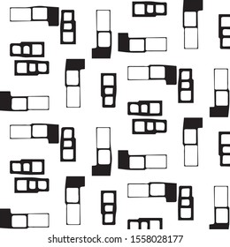 Abstract grunge grid halftone background pattern. Black and white vector line illustration