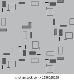Abstract grunge grid halftone background pattern. Black and white vector line illustration