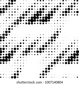 Abstract grunge grid polka dot halftone background pattern. Spotted black and white vector line illustration
