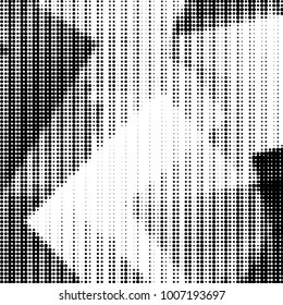 Abstract grunge grid polka dot halftone background pattern. Spotted black and white vector line illustration
