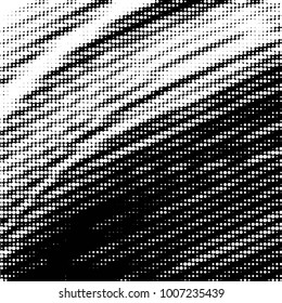 Abstract grunge grid polka dot halftone background pattern. Spotted black and white vector line illustration
