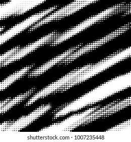 Abstract grunge grid polka dot halftone background pattern. Spotted black and white vector line illustration
