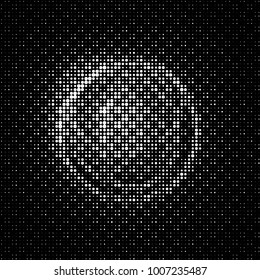 Abstract grunge grid polka dot halftone background pattern. Spotted black and white vector line illustration

