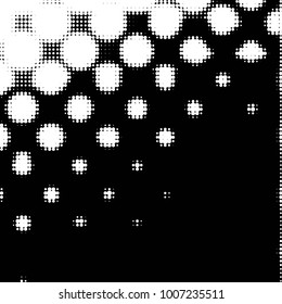 Abstract grunge grid polka dot halftone background pattern. Spotted black and white vector line illustration
