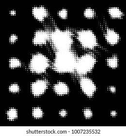 Abstract grunge grid polka dot halftone background pattern. Spotted black and white vector line illustration
