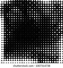 Abstract grunge grid polka dot halftone background pattern. Spotted black and white vector line illustration
