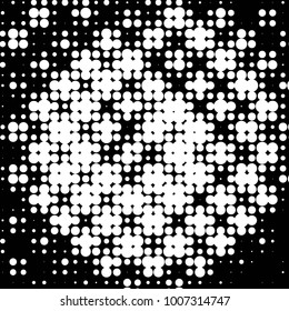 Abstract grunge grid polka dot halftone background pattern. Spotted black and white vector line illustration
