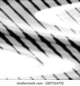 Abstract grunge grid polka dot halftone background pattern. Spotted black and white vector line illustration
