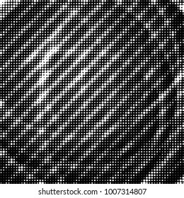 Abstract grunge grid polka dot halftone background pattern. Spotted black and white vector line illustration
