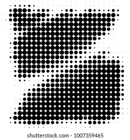 Abstract grunge grid polka dot halftone background pattern. Spotted black and white line illustration

