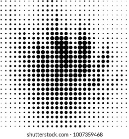 Abstract grunge grid polka dot halftone background pattern. Spotted black and white line illustration

