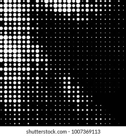 Abstract grunge grid polka dot halftone background pattern. Spotted black and white line illustration
