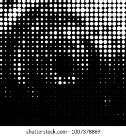 Abstract grunge grid polka dot halftone background pattern. Spotted black and white line illustration
