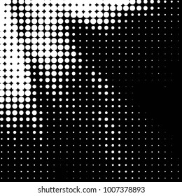 Abstract grunge grid polka dot halftone background pattern. Spotted black and white line illustration
