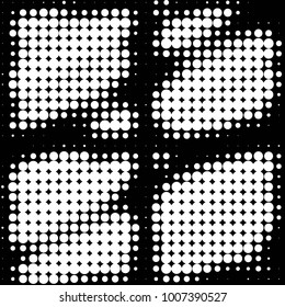 Abstract grunge grid polka dot halftone background pattern. Spotted black and white line illustration
