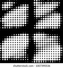 Abstract grunge grid polka dot halftone background pattern. Spotted black and white line illustration
