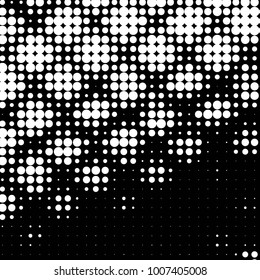 Abstract grunge grid polka dot halftone background pattern. Spotted black and white line illustration

