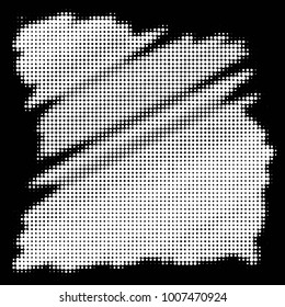 Abstract grunge grid polka dot halftone background pattern. Spotted black and white line illustration
