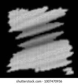 Abstract grunge grid polka dot halftone background pattern. Spotted black and white line illustration
