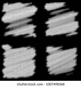 Abstract grunge grid polka dot halftone background pattern. Spotted black and white line illustration

