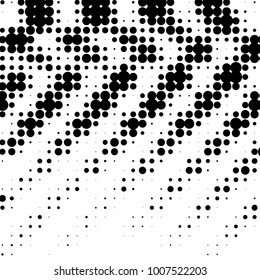 Abstract grunge grid polka dot halftone background pattern. Spotted black and white line illustration
