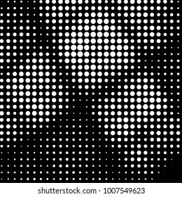 Abstract grunge grid polka dot halftone background pattern. Spotted black and white line illustration
