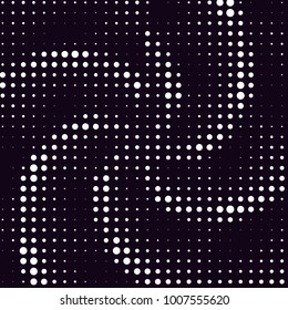 Abstract grunge grid polka dot halftone background pattern. Spotted black and white line illustration

