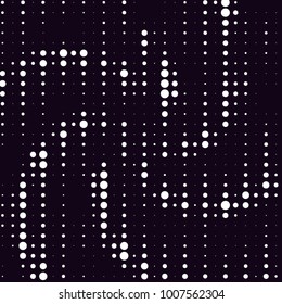 Abstract grunge grid polka dot halftone background pattern. Spotted black and white line illustration
