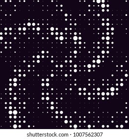 Abstract grunge grid polka dot halftone background pattern. Spotted black and white line illustration
