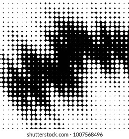 Abstract grunge grid polka dot halftone background pattern. Spotted black and white line illustration
