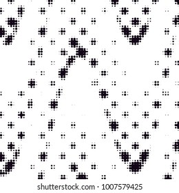 Abstract grunge grid polka dot halftone background pattern. Spotted black and white line illustration
