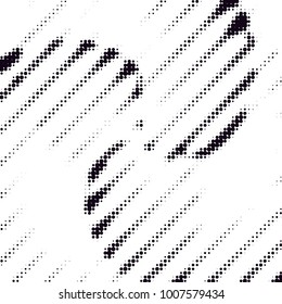 Abstract grunge grid polka dot halftone background pattern. Spotted black and white line illustration
