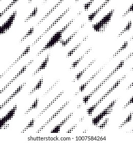 Abstract grunge grid polka dot halftone background pattern. Spotted black and white line illustration
