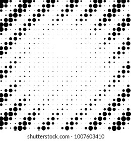 Abstract grunge grid polka dot halftone background pattern. Spotted black and white line illustration
