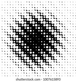 Abstract grunge grid polka dot halftone background pattern. Spotted black and white line illustration
