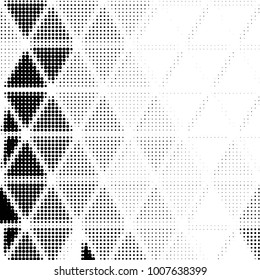 Abstract grunge grid polka dot halftone background pattern. Spotted black and white line illustration
