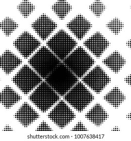 Abstract grunge grid polka dot halftone background pattern. Spotted black and white line illustration
